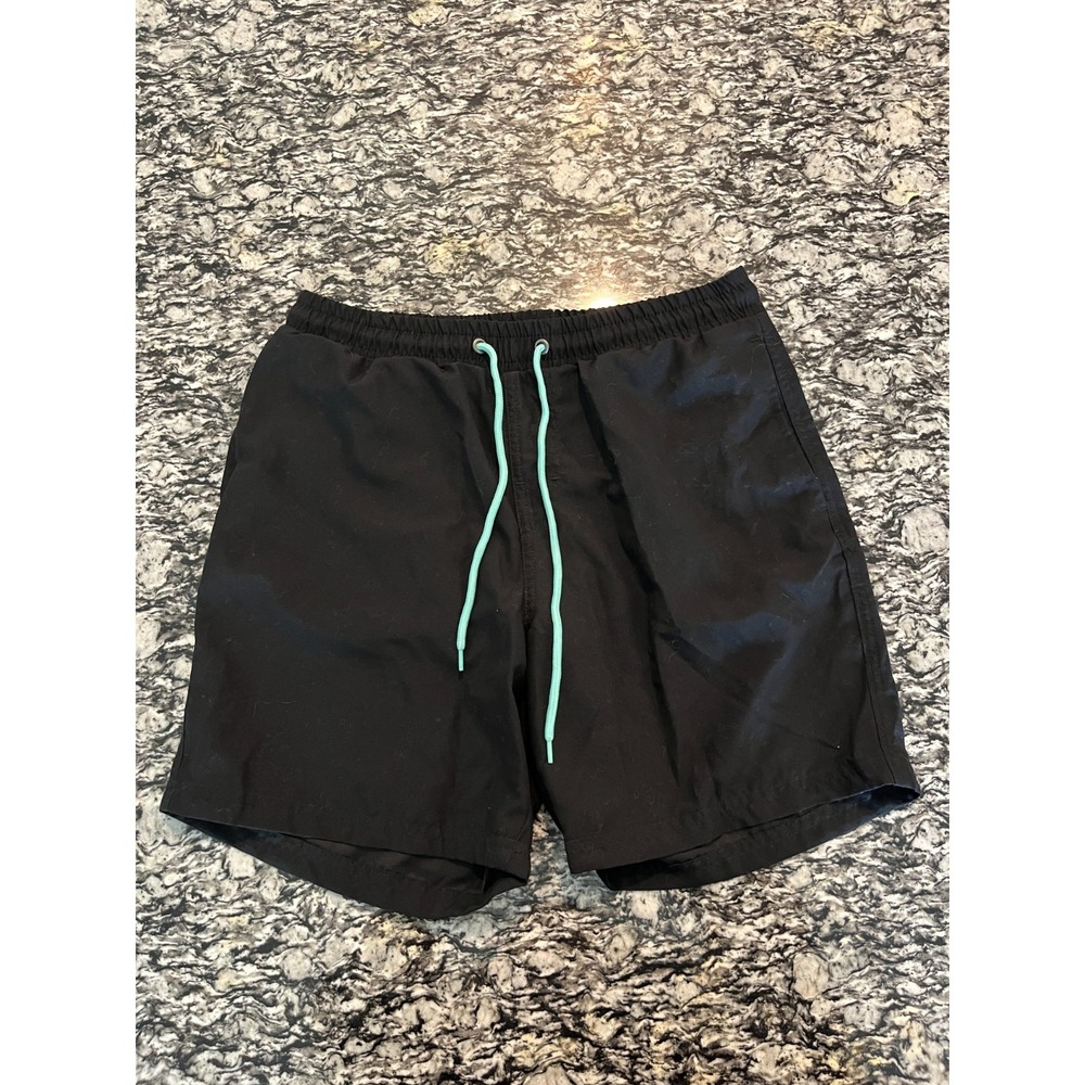 Club Room Swim Trunks Mens Small Black Mesh Lined Quick Dry Drawstring Beach